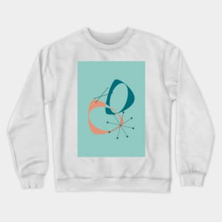 Mid Century Modern Abstract in Teal and Orange Crewneck Sweatshirt